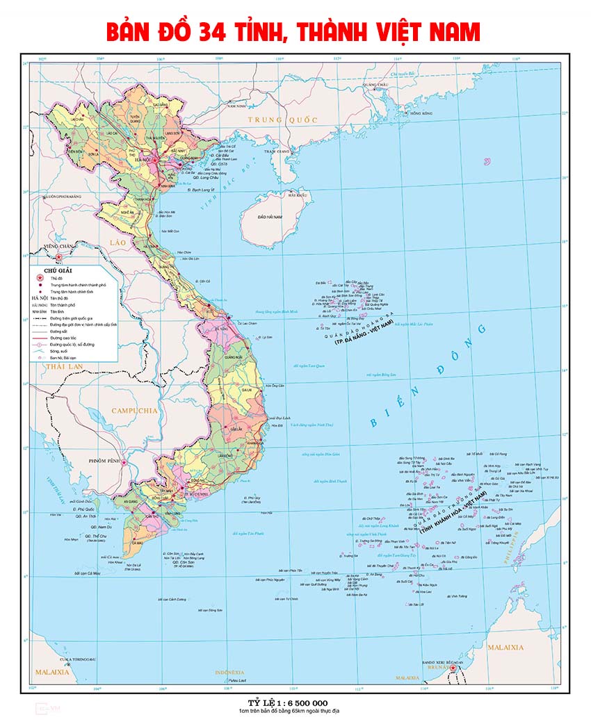 Bản đồ 34 tỉnh thành Việt Nam sau sáp nhâp
