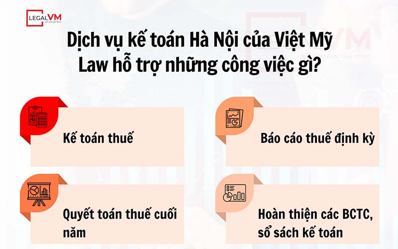 Dịch vụ kế toán trọn gói tại Hà Nội của Việt Mỹ Law hộ trợ tất cả các công việc liên quan đến kế toán thuế