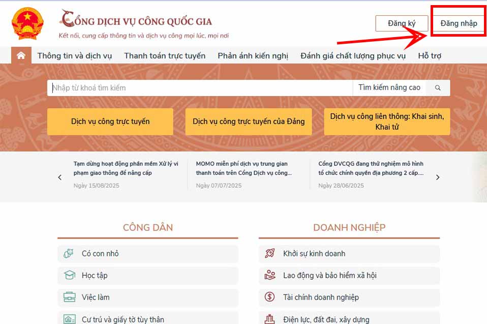 Bước 1: Đăng ký hộ kinh doanh online