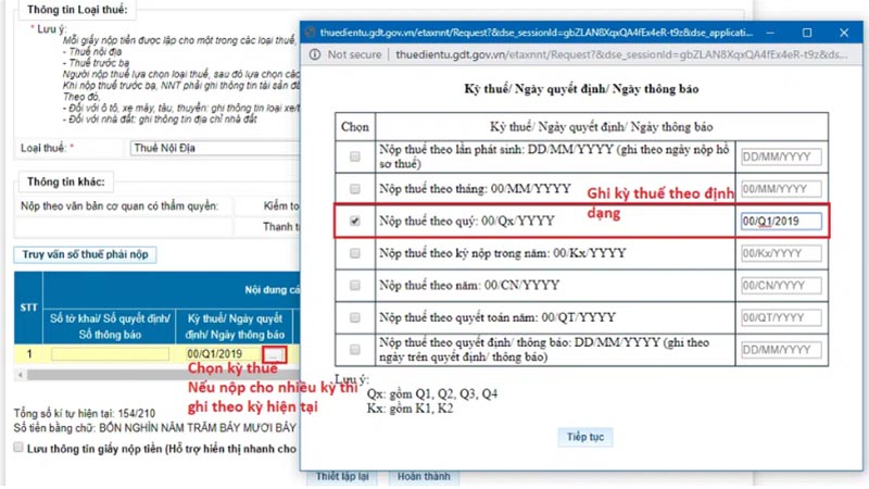 Bước 2: Tra cứu thông tin thuế phải nộp