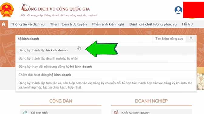 Các bước Đăng ký hộ kinh doanh online