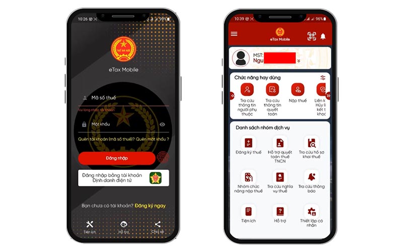Đăng nhập ứng dụng eTax Mobile