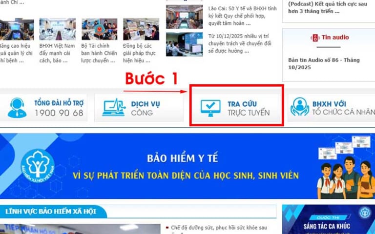 Bước 1: Cách tra cứu bảo hiểm y tế trên website Bảo hiểm xã hội Việt Nam