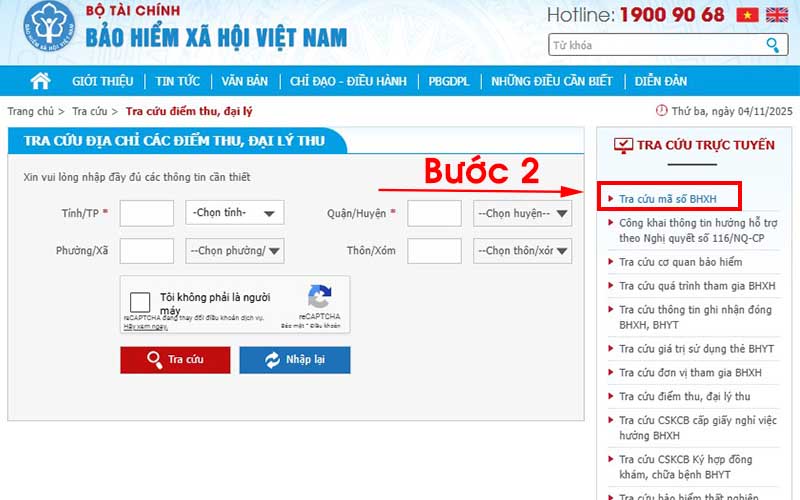 Bước 2: Cách tra cứu bảo hiểm y tế bằng căn cước công dân trên website Bảo hiểm xã hội Việt Nam