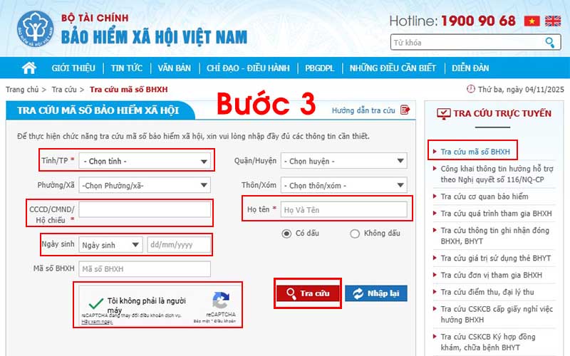 Bước 3: Cách tra cứu bảo hiểm y tế bằng căn cước công dân trên website Bảo hiểm xã hội Việt Nam