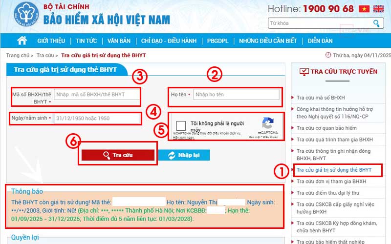Bước 5: Cách tra cứu bảo hiểm y tế bằng căn cước công dân trên website Bảo hiểm xã hội Việt Nam