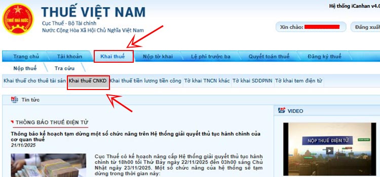 Cách kê khai thuế hộ kinh doanh bằng cổng thông tin thuế điện tử